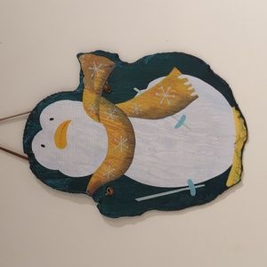 Holiday Penguin Slate Hand painted